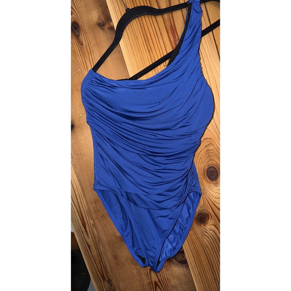 LA BIANCA Bathing Suit Swimsuit Sz 8 Ruched Front 1 Strap  Padded Cups No Piling
